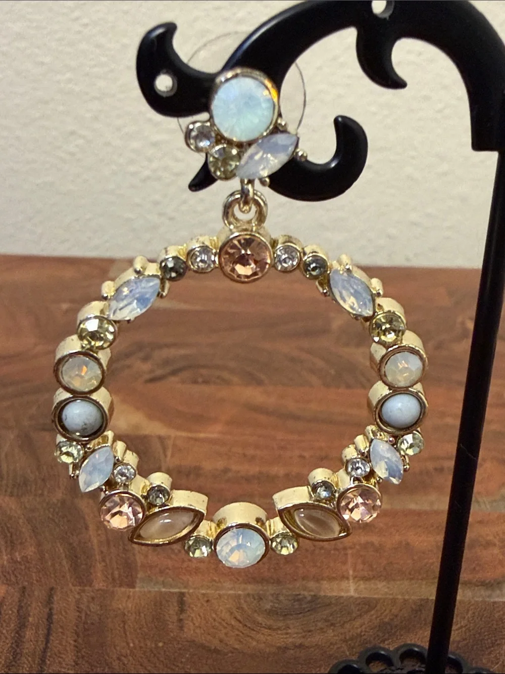 Loft Large Multi-Color Crystal Hoop Drop Earrings